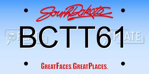 BCTT61 South Dakota License Plate
