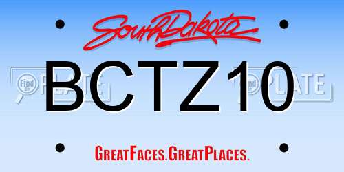 BCTZ10 South Dakota License Plate