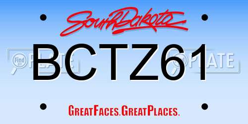 BCTZ61 South Dakota License Plate
