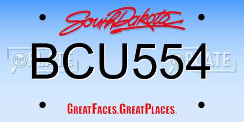 BCU554 South Dakota License Plate