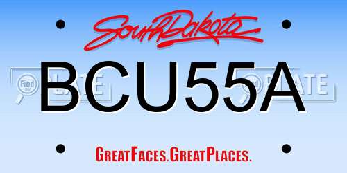 BCU55A South Dakota License Plate