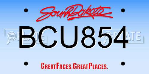 BCU854 South Dakota License Plate