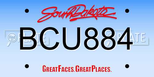 BCU884 South Dakota License Plate