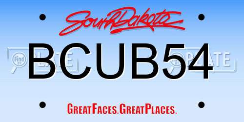 BCUB54 South Dakota License Plate