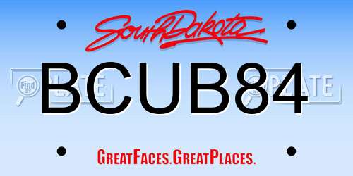 BCUB84 South Dakota License Plate