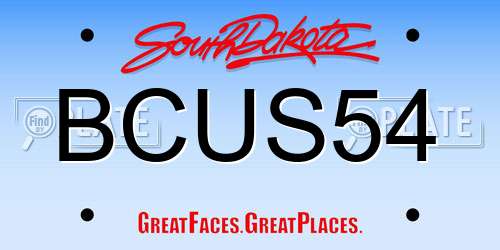 BCUS54 South Dakota License Plate