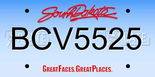 BCV5525 South Dakota License Plate