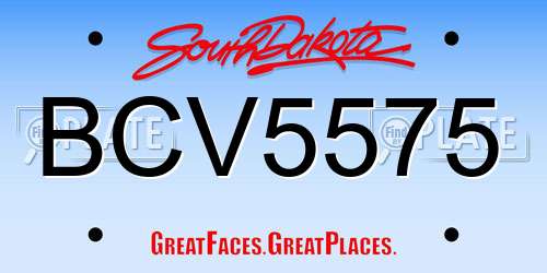 BCV5575 South Dakota License Plate