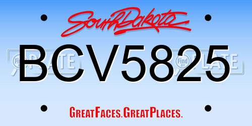 BCV5825 South Dakota License Plate