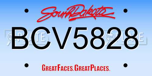 BCV5828 South Dakota License Plate