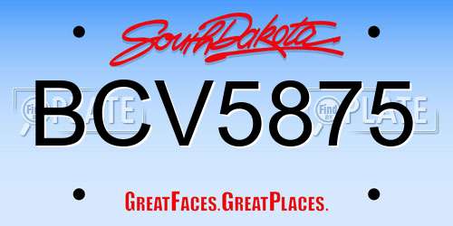 BCV5875 South Dakota License Plate