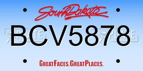 BCV5878 South Dakota License Plate