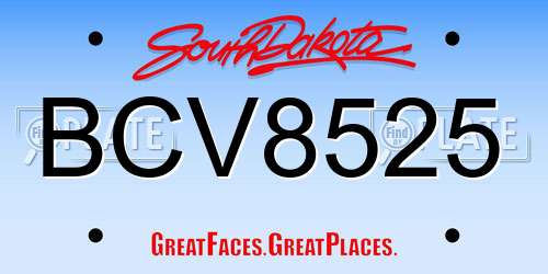 BCV8525 South Dakota License Plate