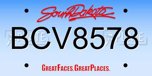 BCV8578 South Dakota License Plate