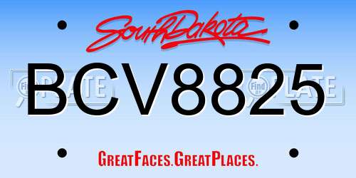 BCV8825 South Dakota License Plate