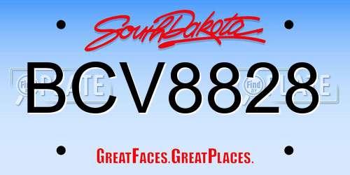 BCV8828 South Dakota License Plate