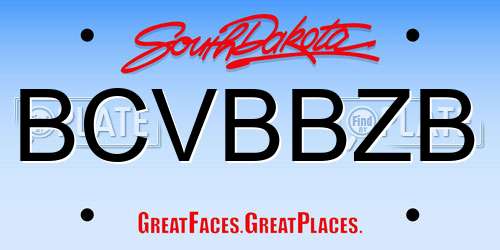 BCVBBZB South Dakota License Plate