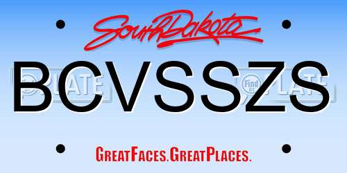 BCVSSZS South Dakota License Plate