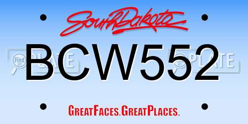 BCW552 South Dakota License Plate