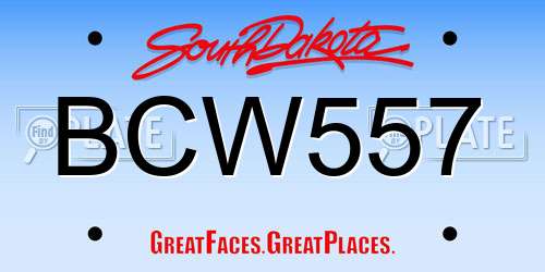 BCW557 South Dakota License Plate