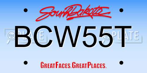 BCW55T South Dakota License Plate