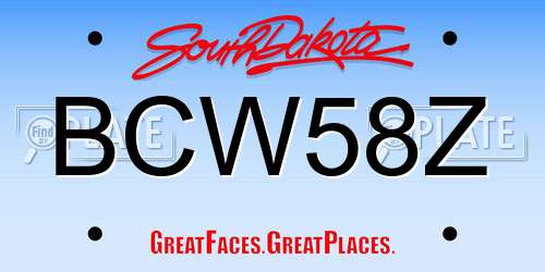 BCW58Z South Dakota License Plate