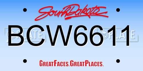 BCW6611 South Dakota License Plate