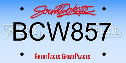 BCW857 South Dakota License Plate