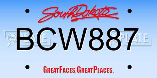 BCW887 South Dakota License Plate