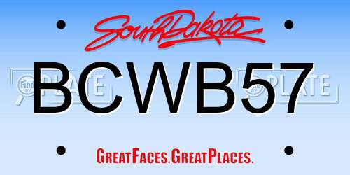 BCWB57 South Dakota License Plate