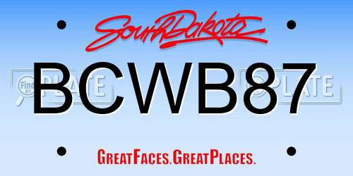 BCWB87 South Dakota License Plate