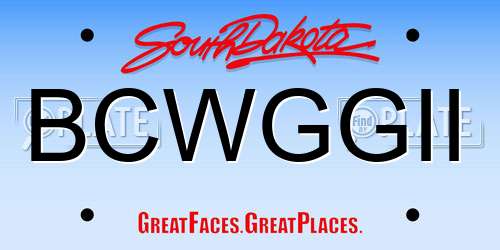 BCWGGII South Dakota License Plate