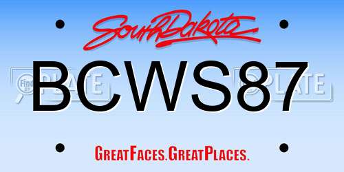 BCWS87 South Dakota License Plate