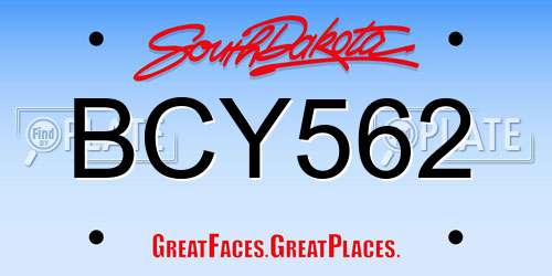 BCY562 South Dakota License Plate