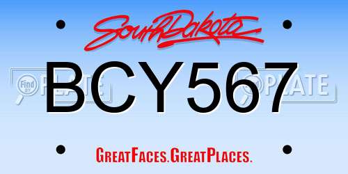 BCY567 South Dakota License Plate