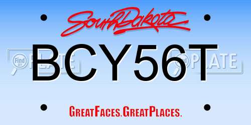 BCY56T South Dakota License Plate