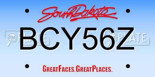 BCY56Z South Dakota License Plate