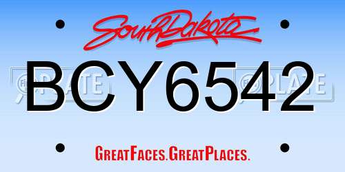 BCY6542 South Dakota License Plate