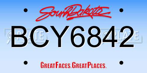 BCY6842 South Dakota License Plate