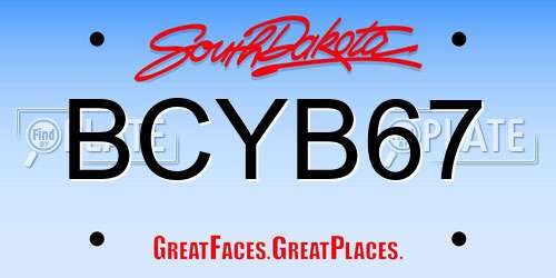 BCYB67 South Dakota License Plate