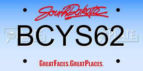 BCYS62 South Dakota License Plate