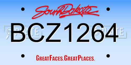 BCZ1264 South Dakota License Plate