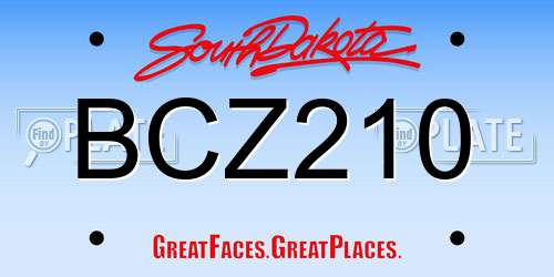 BCZ210 South Dakota License Plate