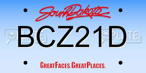 BCZ21D South Dakota License Plate
