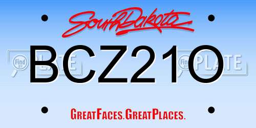 BCZ21O South Dakota License Plate