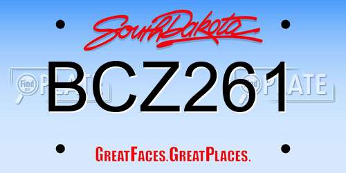 BCZ261 South Dakota License Plate