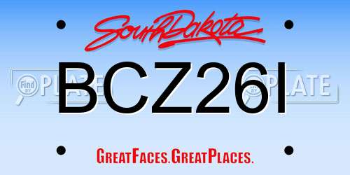 BCZ26I South Dakota License Plate