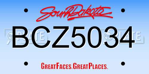 BCZ5034 South Dakota License Plate