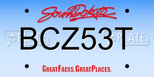 BCZ53T South Dakota License Plate