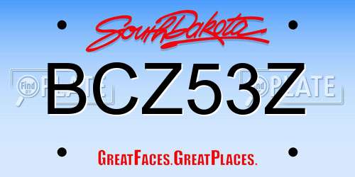 BCZ53Z South Dakota License Plate